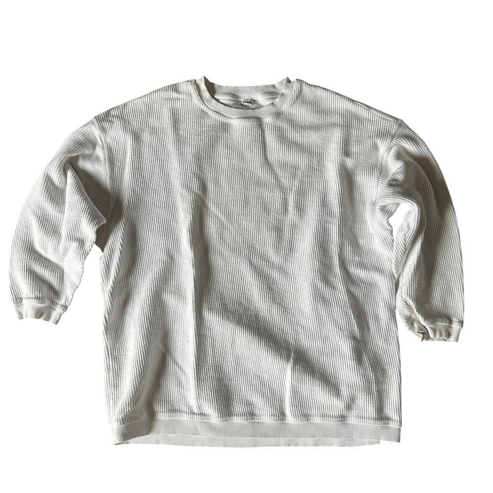 ✨ Aerie Ribbed Crewneck Sweatshirt – Size Large White ✨